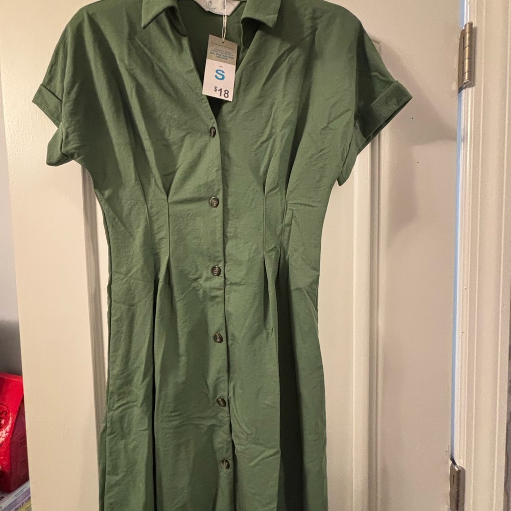 Zara Green Midi Dress with Buttons